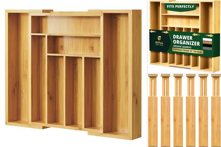 Detailed view of Best Utensil Organizers with Bamboo Dividers