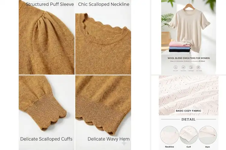 Detailed view of Best Women’s Puff Sleeve Knit Tops